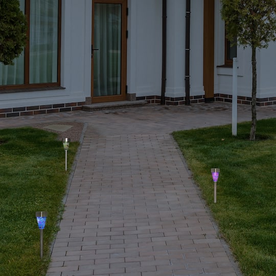 Mosaic Stained Glass Solar LED Pathway Lights Set
